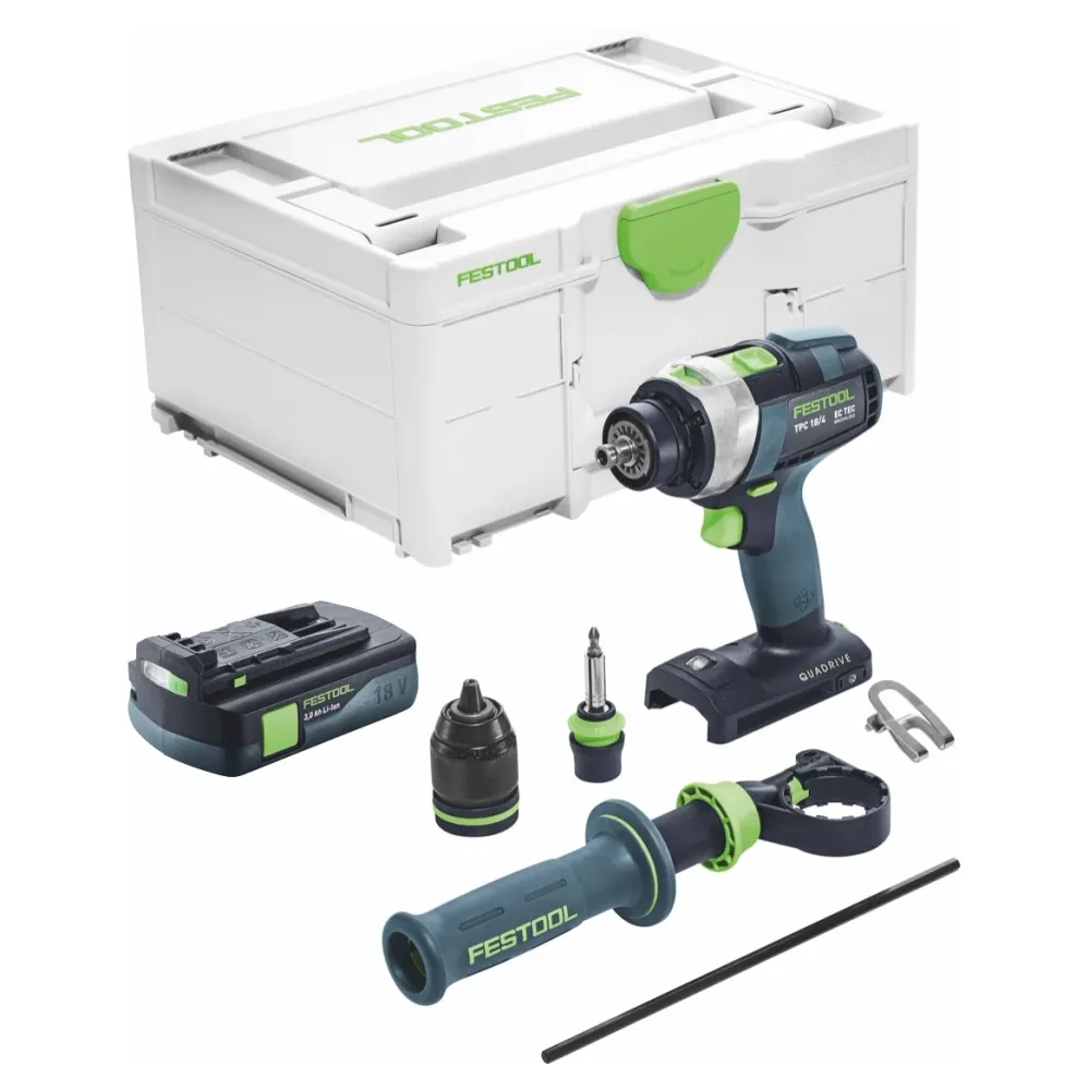 Festool TPC 18/4 I-Basic akumulatorowa wiertarko-wkrętarka udarowa 18 V 75 Nm bezszczotkowa + 1x akumulator 3,0 Ah + ładow...