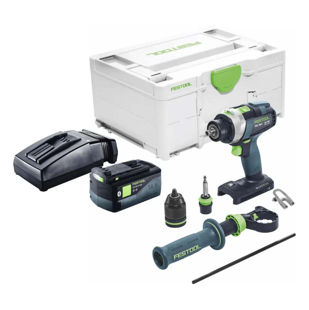Festool TPC 18/4 I-Basic akumulatorowa wiertarko-wkrętarka udarowa 18 V 75 Nm bezszczotkowa + 1x akumulator 5,0 Ah + ładow...