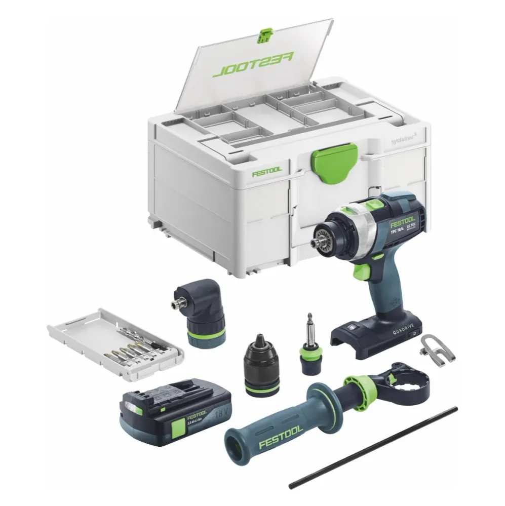 Festool TPC 18/4 I-Basic-Set akumulatorowa wiertarko-wkrętarka udarowa 18 V 75 Nm bezszczotkowa + 1x akumulator 3,0 Ah + ł...