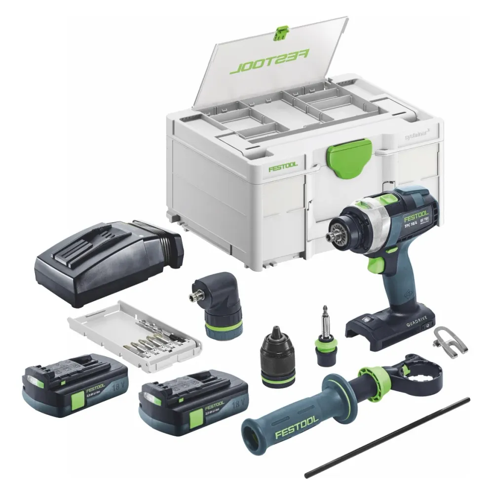 Festool TPC 18/4 I-Basic-Set akumulatorowa wiertarko-wkrętarka udarowa 18 V 75 Nm bezszczotkowa + 2x akumulator 3,0 Ah + ł...