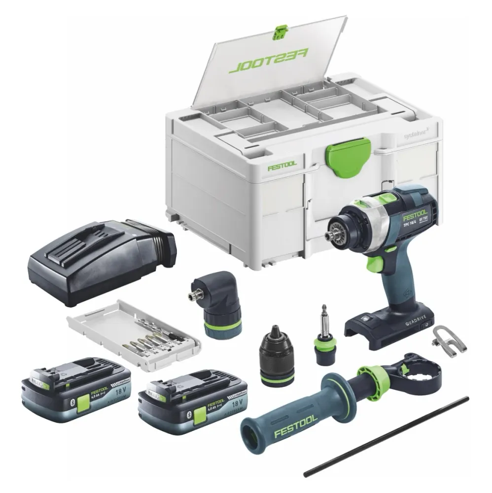 Festool TPC 18/4 I-Basic-Set akumulatorowa wiertarko-wkrętarka udarowa 18 V 75 Nm bezszczotkowa + 2x akumulator 4,0 Ah + ł...