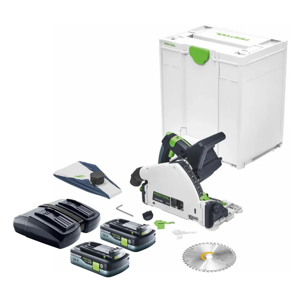 Festool TSC 55 KEB-Basic akumulatorowa zagłębiarka 18 V / 36 V ( 2x 18 V ) 160 mm bezszczotkowa + 2x akumulator 4,0 Ah + p...