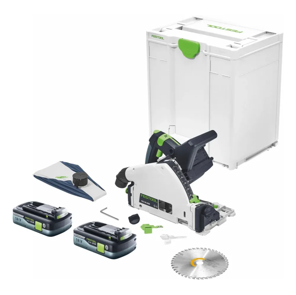 Festool TSC 55 KEB-Basic akumulatorowa zagłębiarka 18 V / 36 V ( 2x 18 V ) 160 mm bezszczotkowa + 2x akumulator 4,0 Ah + S...