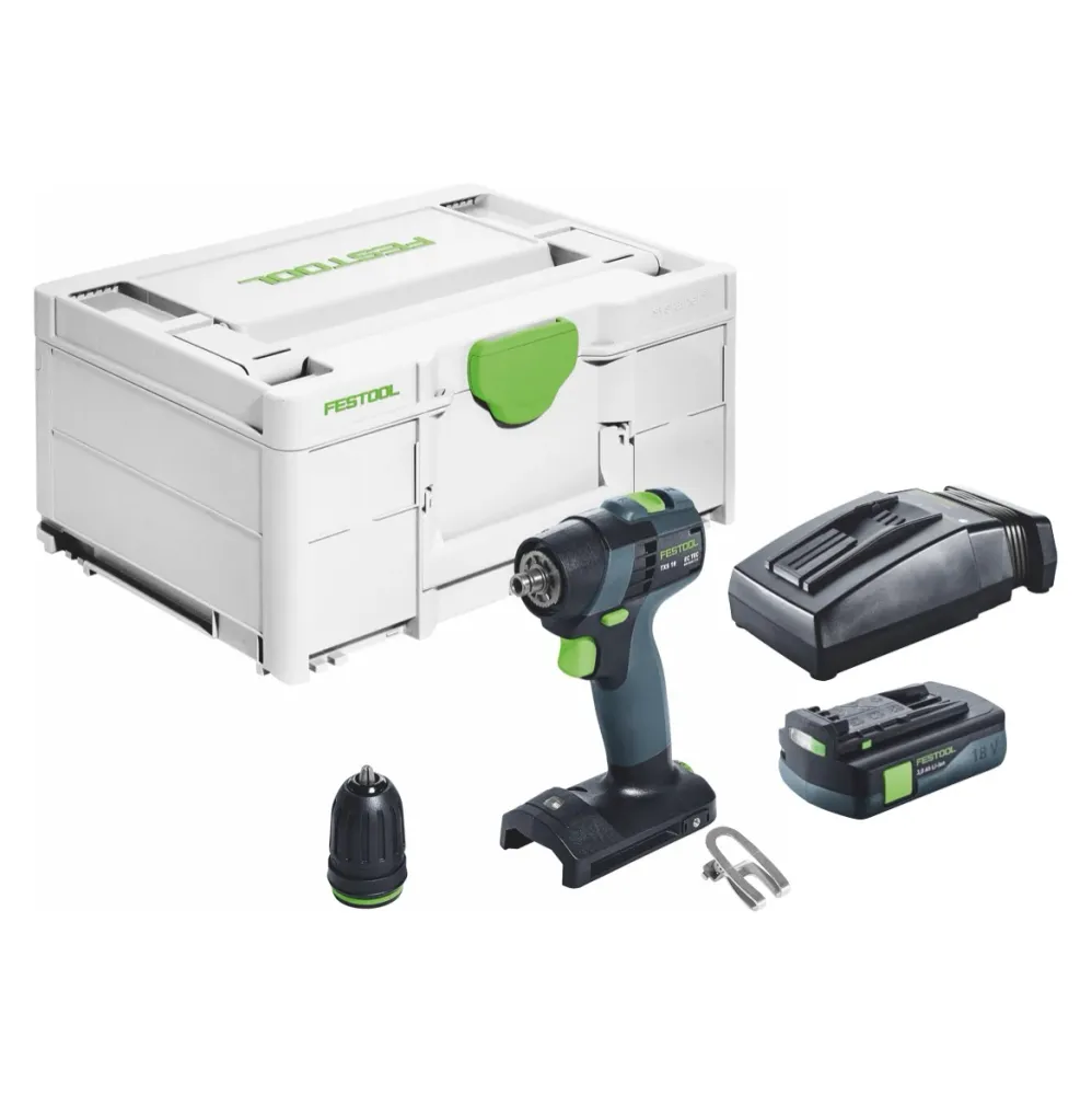 Festool TXS 18-Basic akumulatorowa wiertarko-wkrętarka 18 V 40 Nm bezszczotkowa + 1x akumulator 3,0 Ah + ładowarka + systa...