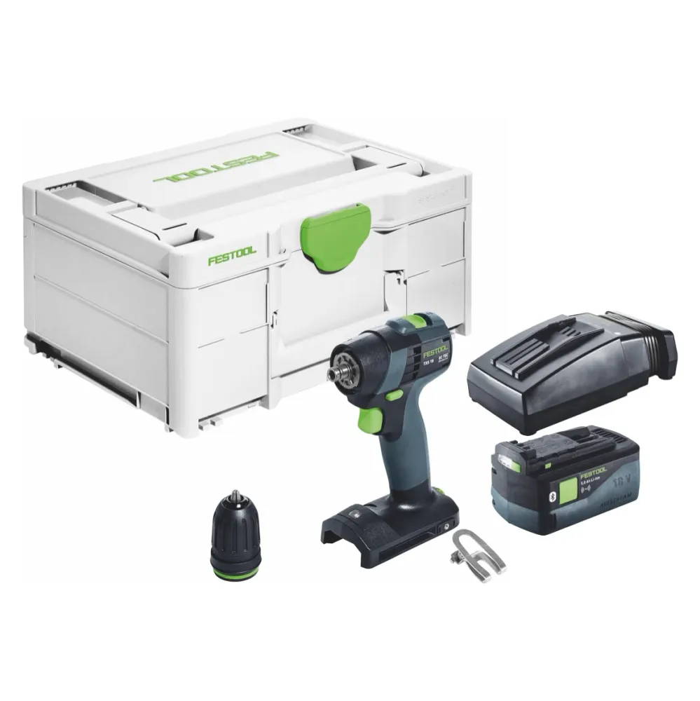 Festool TXS 18-Basic akumulatorowa wiertarko-wkrętarka 18 V 40 Nm bezszczotkowa + 1x akumulator 5,0 Ah + ładowarka + Systa...