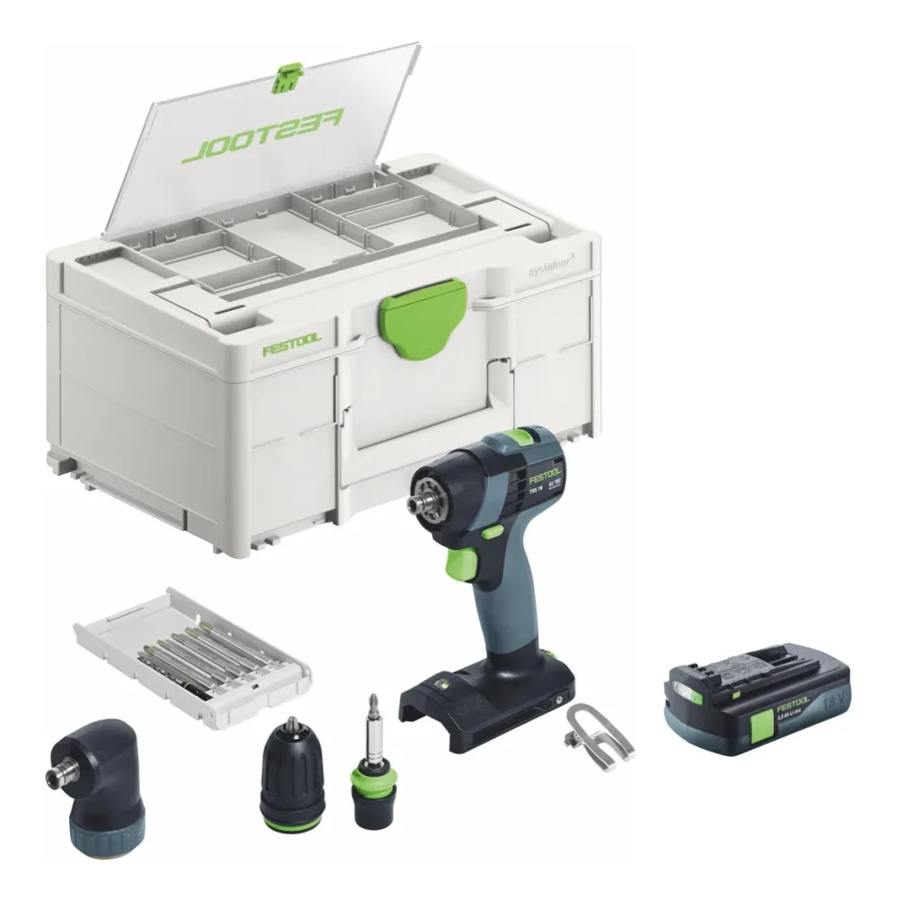 Festool TXS 18-Basic-Set akumulatorowa wiertarko-wkrętarka 18 V 40 Nm bezszczotkowa + 1x akumulator 3,0 Ah + ładowarka - b...