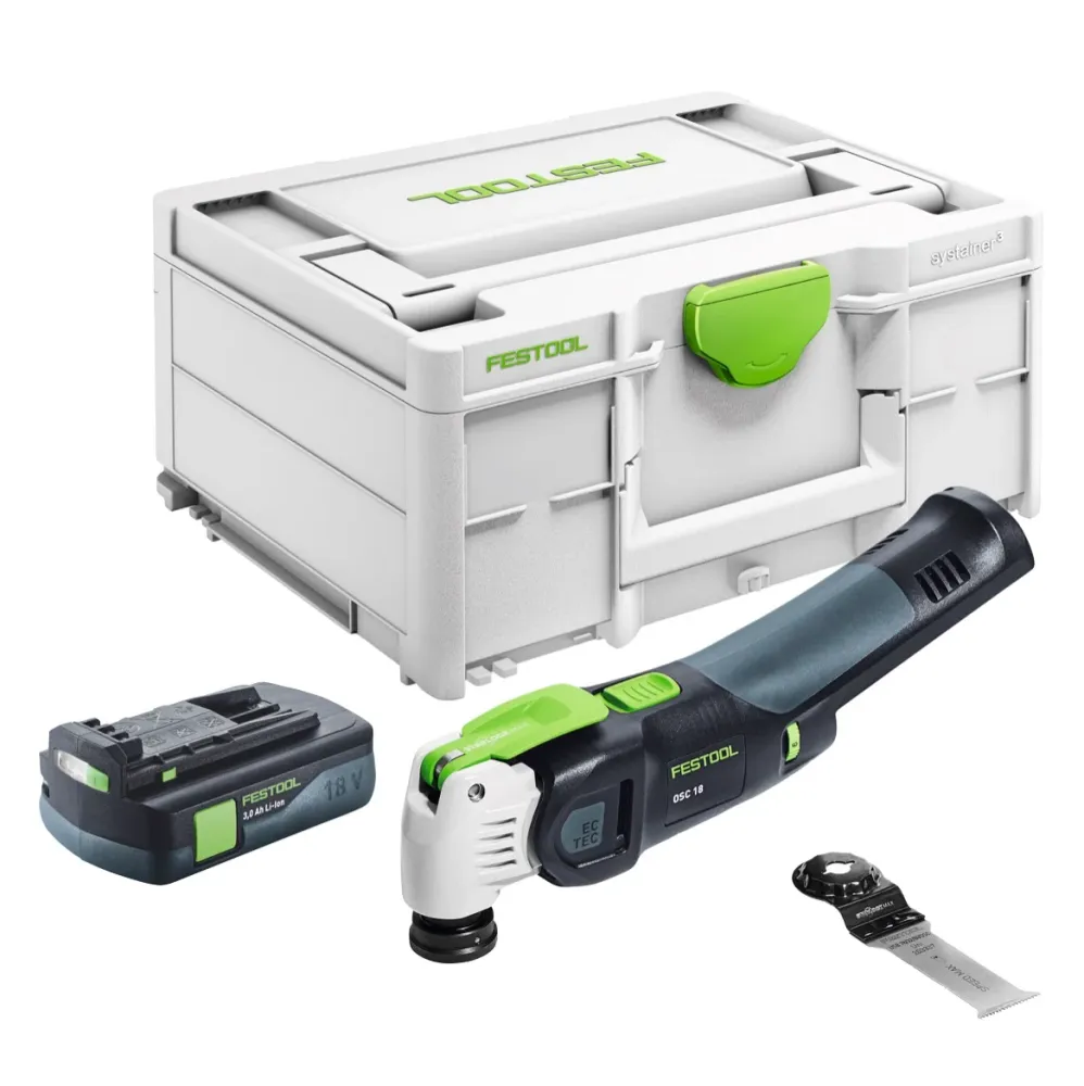 Festool VECTURO OSC 18 E-Basic akumulatorowe narzędzie oscylacyjne 18 V Starlock Max Brushless + 1x akumulator 3,0 Ah + ła...