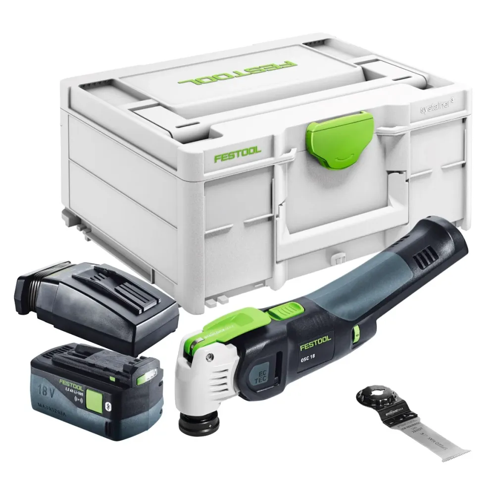 Festool VECTURO OSC 18 E-Basic akumulatorowe narzędzie oscylacyjne 18 V Starlock Max Brushless + 1x akumulator 5,0 Ah + ła...