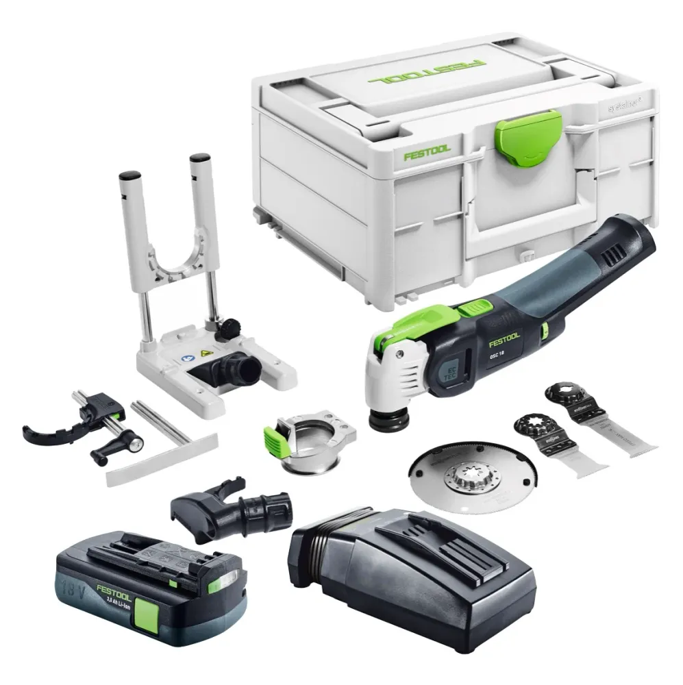 Festool VECTURO OSC 18 E-Basic Set Oscylator akumulatorowy 18 V Starlock Max bezszczotkowy + 1x akumulator 3,0 Ah + ładowa...