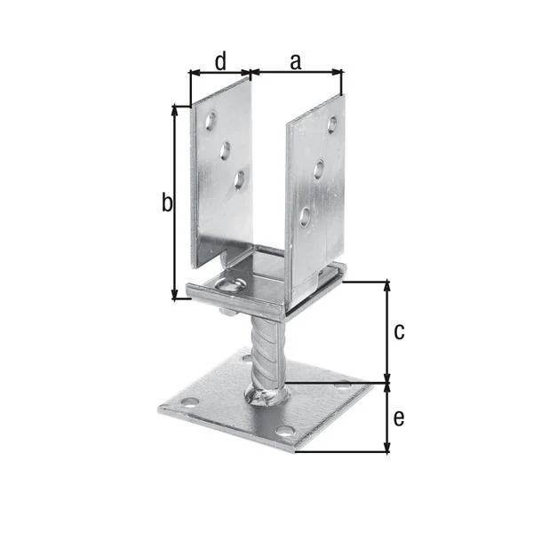 GAH Alberts U-post support (8002651500) 71 - 131x110x70x100mm z regulacją szerokości, do przykręcenia