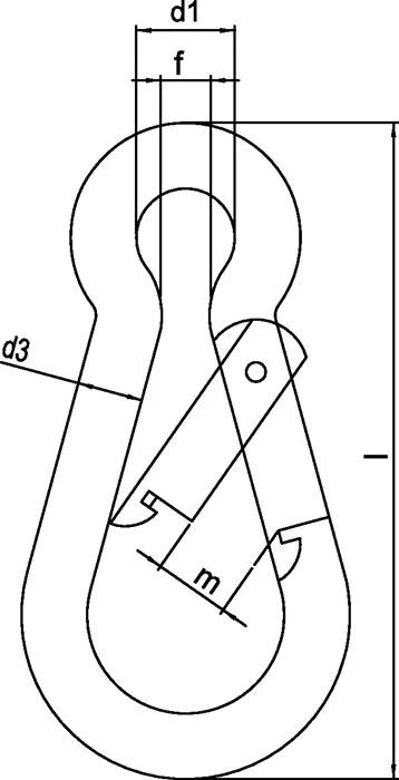 Karabińczyk DIN 5299, kształt C ( 1000120192 ) długość 140 mm grubość drutu 12 mm ocynkowany