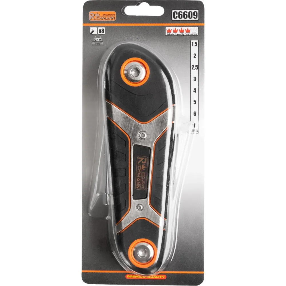 Klucze imbus HEXowe składane 1.5-8 mm, zestaw 8 el. | C6609