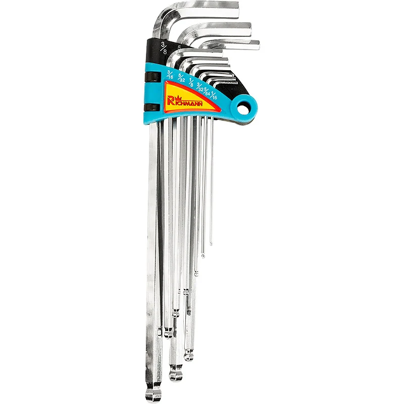Klucze mbusy HEX calowe 1/16" - 3/8", długie, 9 el. | C6617