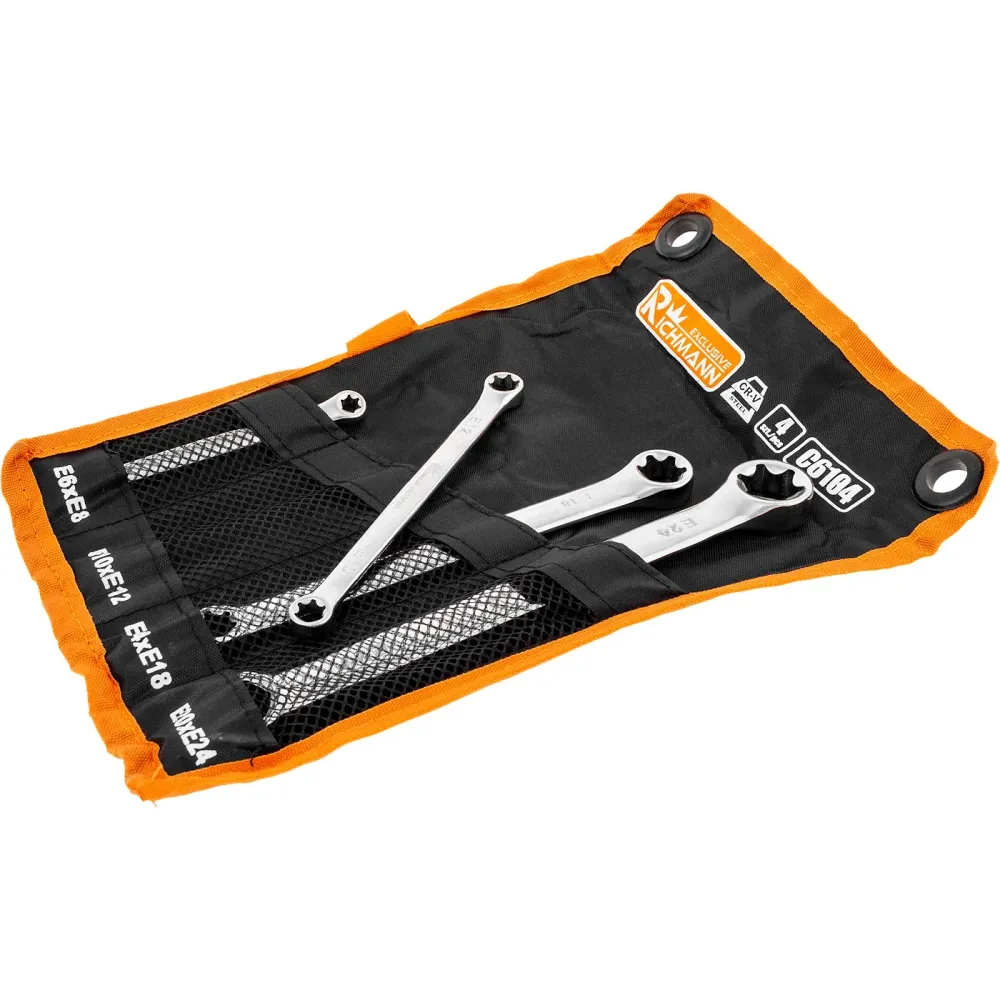 Klucze oczkowe torx, polerowane, e6-e24, zestaw 4 el. | C6104