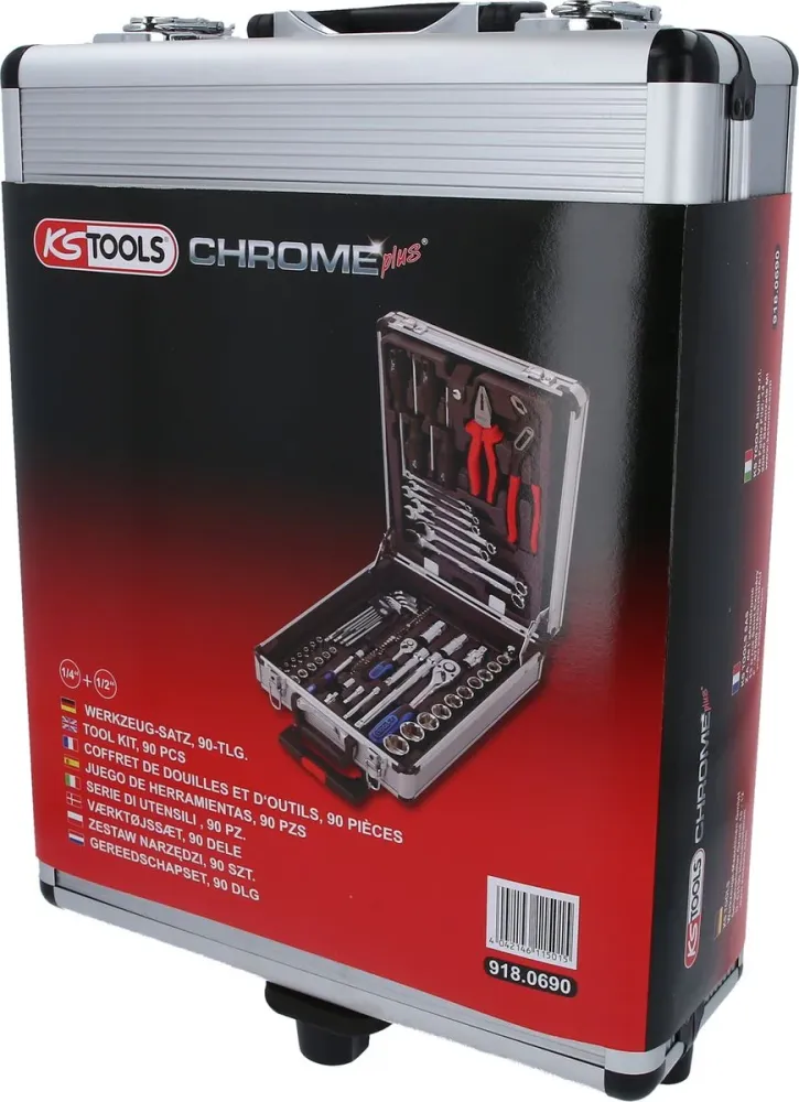 KS TOOLS 1/4"+1/2" CHROMEplus Werkzeug-Satz, 90-tlg ( 918.0690 )