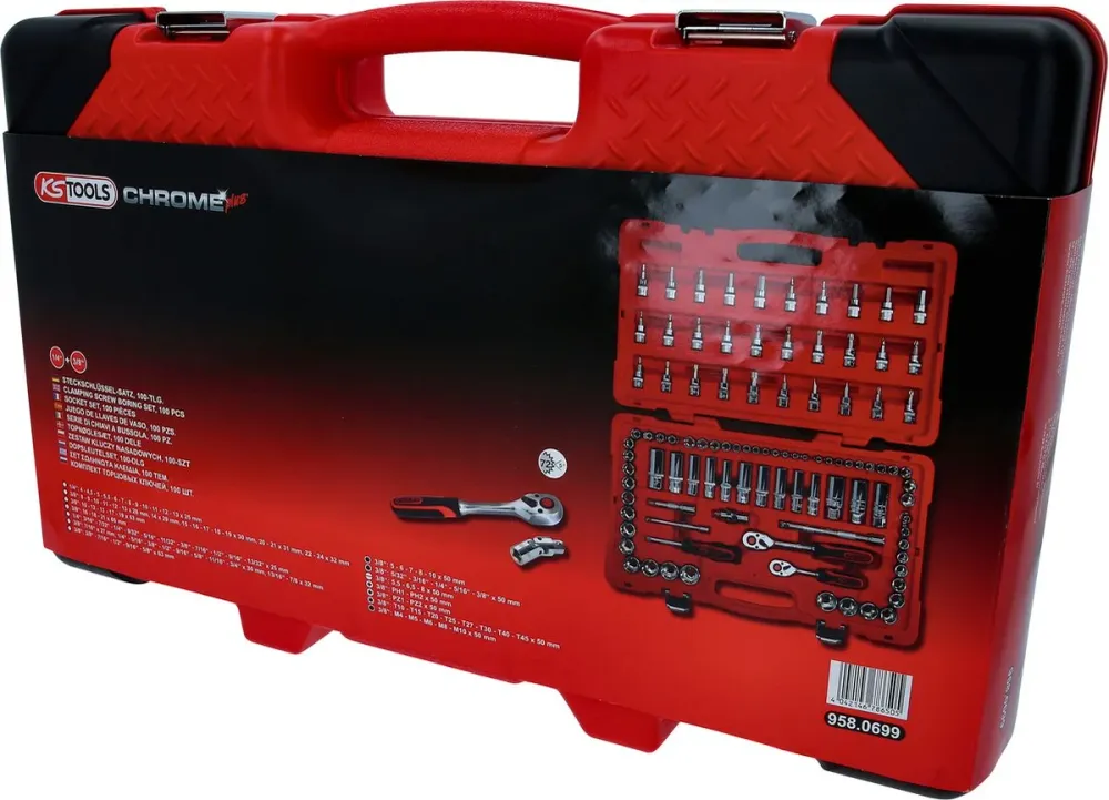 KS TOOLS 1/4"+3/8" CHROMEplus Steckschlüssel-Satz, 100-tlg ( 958.0699 )
