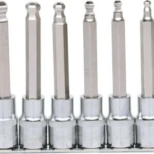 KS TOOLS 1/2" CHROMEplus Bit-Stecknuss-Satz Innen6kant, Kugelkopf, 6-tlglang, 5-12mm ( 918.1665 )