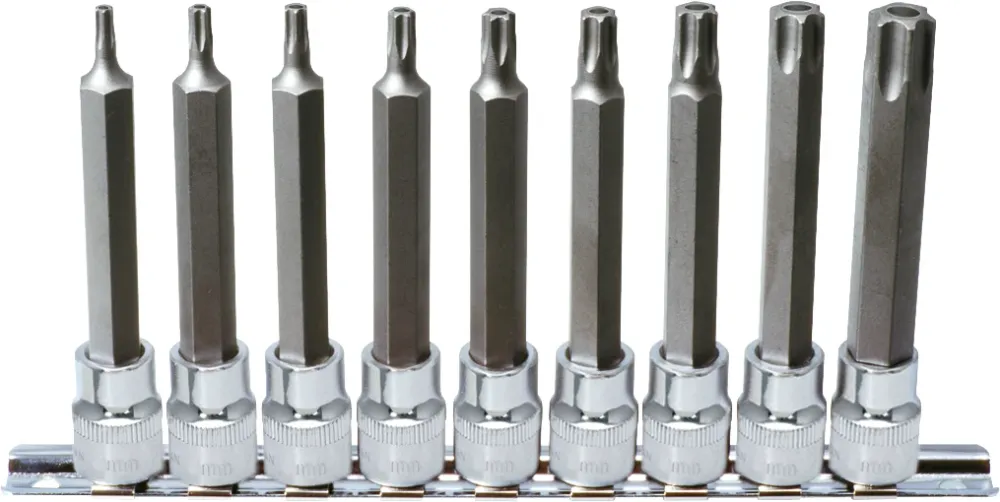KS TOOLS 3/8" CHROMEplus Bit-Stecknuss-Satz Torx, Bohrung, lang, 9-tlgTB20-TB60 ( 918.3969 )
