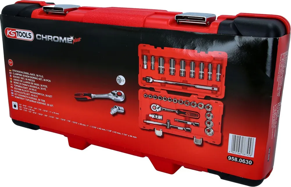 KS TOOLS 1/2" CHROMEplus Steckschlüssel-Satz, 30-tlg ( 958.0630 )