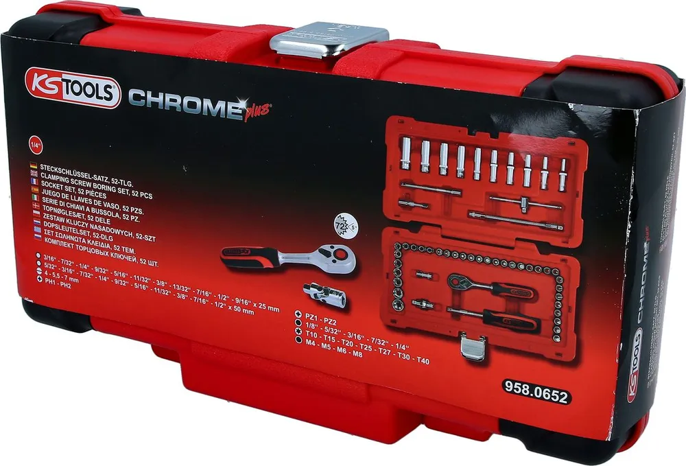KS TOOLS 1/4" CHROMEplus Steckschlüssel-Satz, 52-tlg ( 958.0652 )