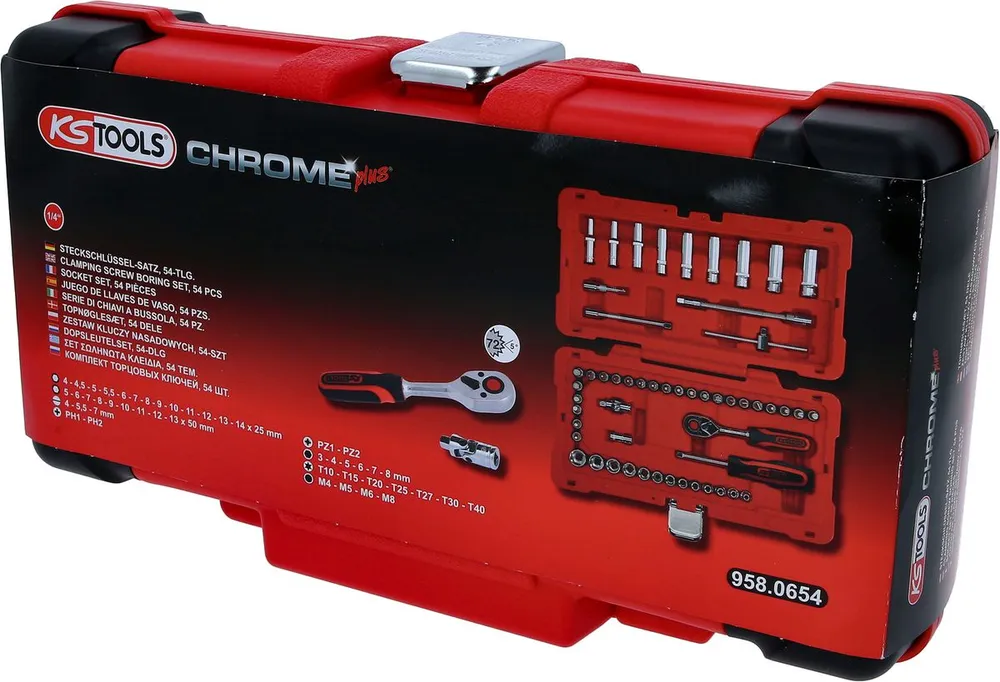 KS TOOLS 1/4" CHROMEplus Steckschlüssel-Satz, 54-tlg ( 958.0654 )