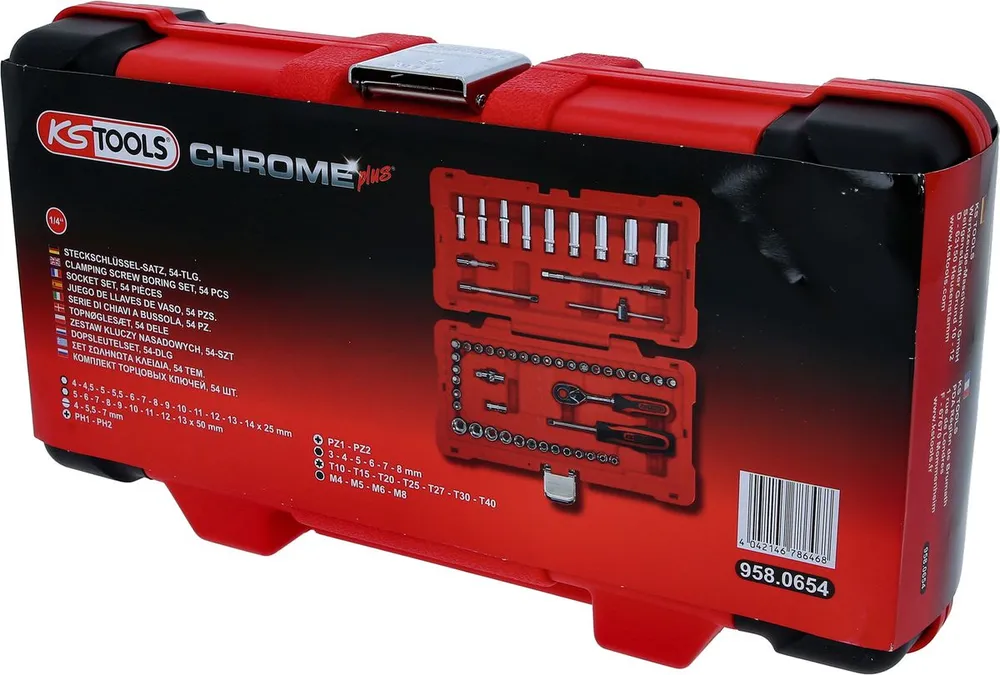 KS TOOLS 1/4" CHROMEplus Steckschlüssel-Satz, 54-tlg ( 958.0654 )