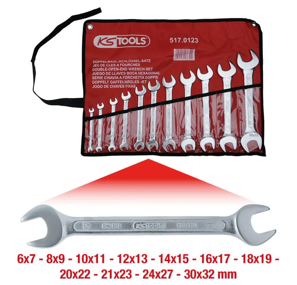 KS TOOLS Doppel-Maulschlüssel-Satz, 11-tlg, 6x7-30x32mm ( 517.0123 )