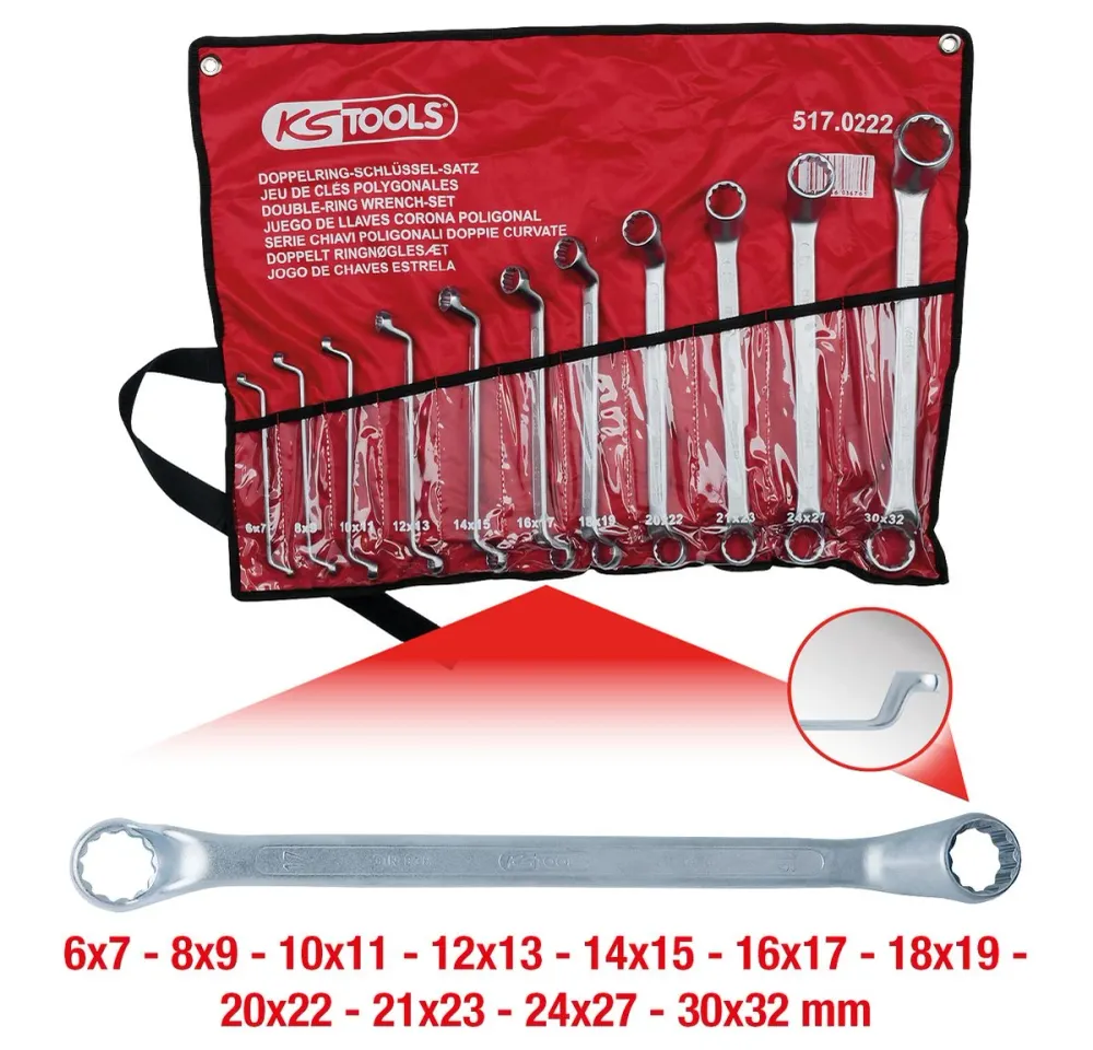 KS TOOLS Doppel-Ringschlüssel-Satz, gekröpft, 11-tlg 6-32mm ( 517.0222 )