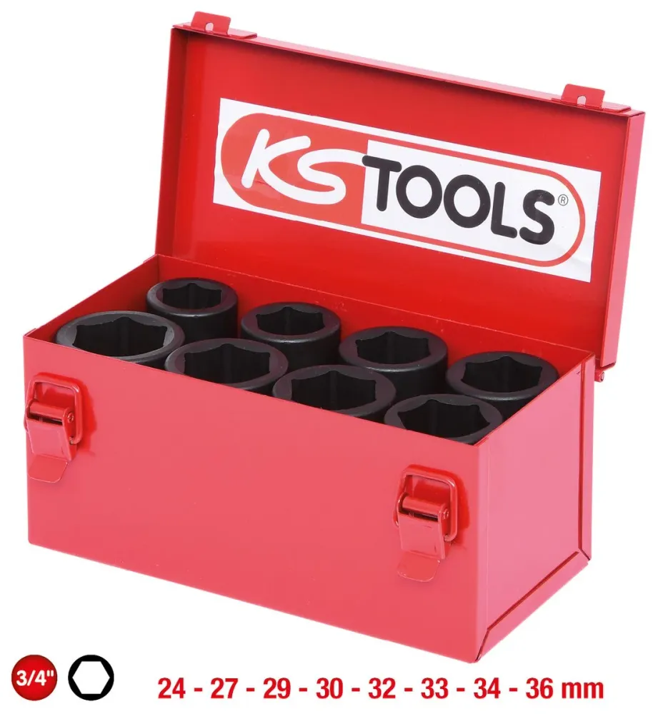 KS TOOLS 3/4" Sechskant-Kraft-Stecknuss-Satz, 8-tlg lang ( 515.0510 )