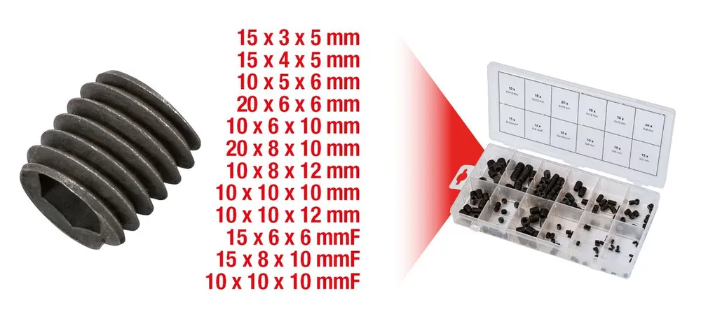 KS TOOLS Sortiment Madenschrauben, metrisch, 160-tlg ( 970.0400 )