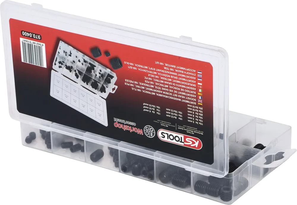 KS TOOLS Sortiment Madenschrauben, metrisch, 160-tlg ( 970.0400 )
