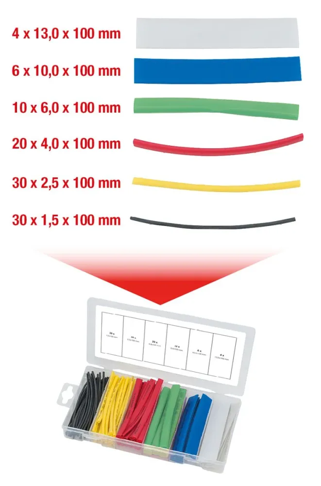 KS TOOLS Sortiment Schrumpfschläuche, farbig, 100-tlg ( 970.0540 )