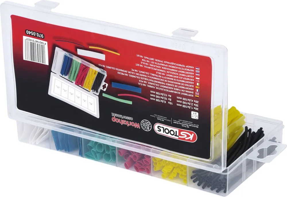 KS TOOLS Sortiment Schrumpfschläuche, farbig, 100-tlg ( 970.0540 )