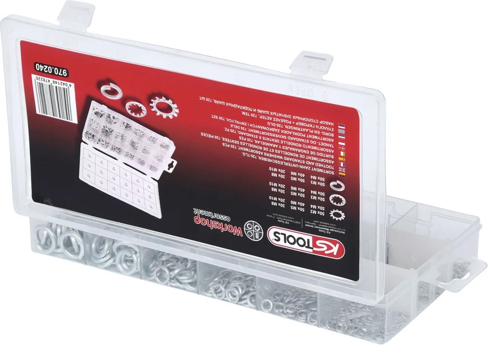 KS TOOLS Sortiment Zahn-Unterlegscheiben,M3-10, 720-tlg ( 970.0240 )