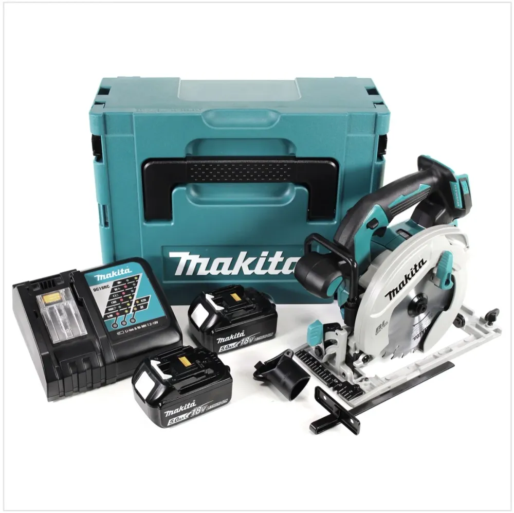 Akumulatorowa pilarka tarczowa Makita DHS 680 RTJ 18 V 165 mm bezszczotkowa + 2x akumulator 5,0 Ah + ładowarka + walizka M...