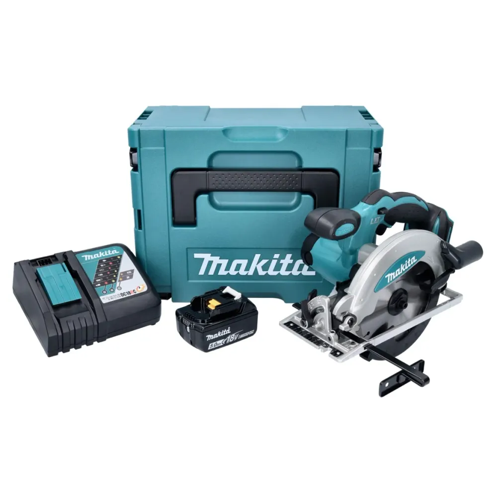 Akumulatorowa pilarka tarczowa Makita DSS 610 RT1J 18 V 165 mm + 1x akumulator 5,0 Ah + ładowarka + Makpac