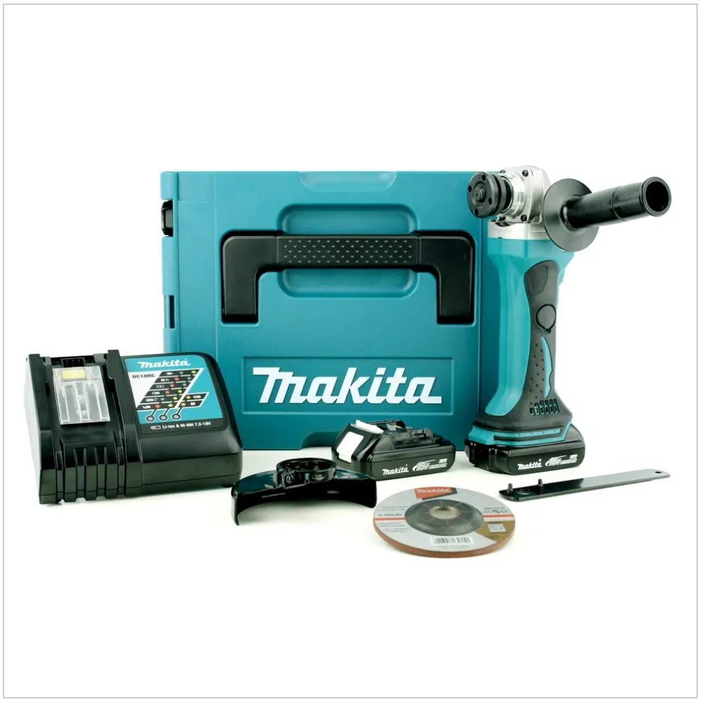 Akumulatorowa szlifierka kątowa Makita DGA 452 RYJ 18V 115mm + 2x akumulator 1,5Ah + ładowarka + Makpac