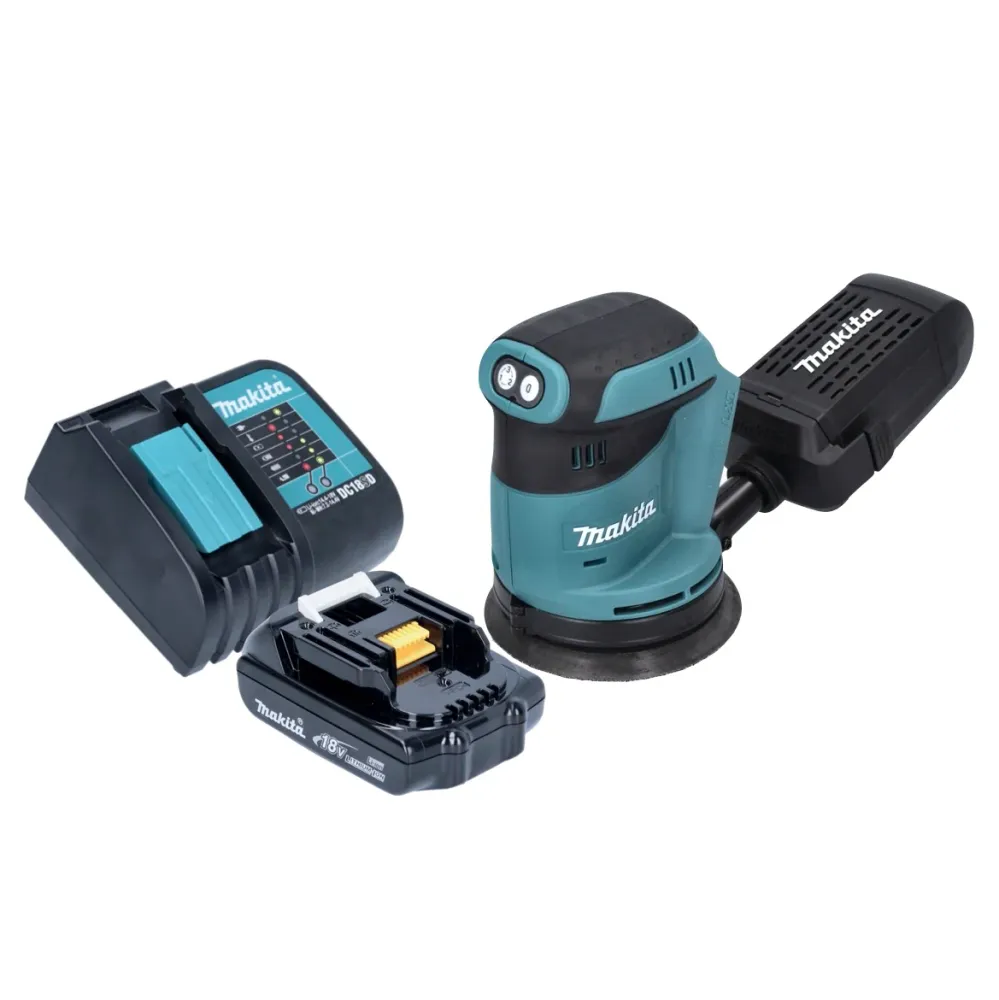 Akumulatorowa szlifierka mimośrodowa Makita DBO 180 SY1 18 V 125 mm + 1x akumulator 1,5 Ah + ładowarka
