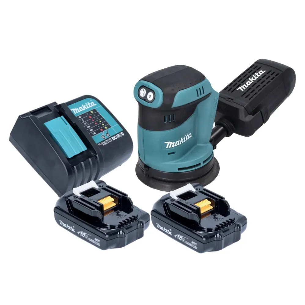 Akumulatorowa szlifierka oscylacyjna mimośrodowa Makita DBO 180 SY 18 V 125 mm + 2x akumulator 1,5 Ah + ładowarka