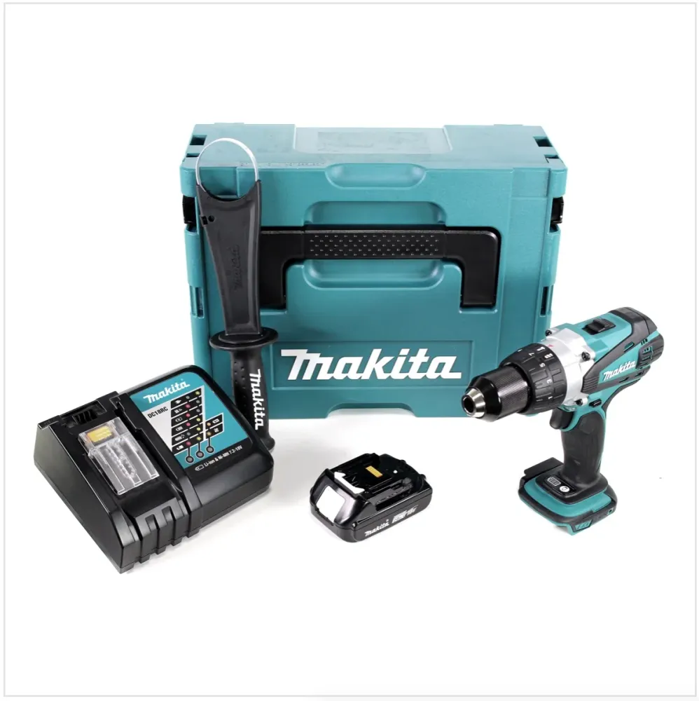 Akumulatorowa wiertarko-wkrętarka Makita DDF 458 RA1J 18 V 91 Nm + 1x akumulator 2,0 Ah + ładowarka + Makpac