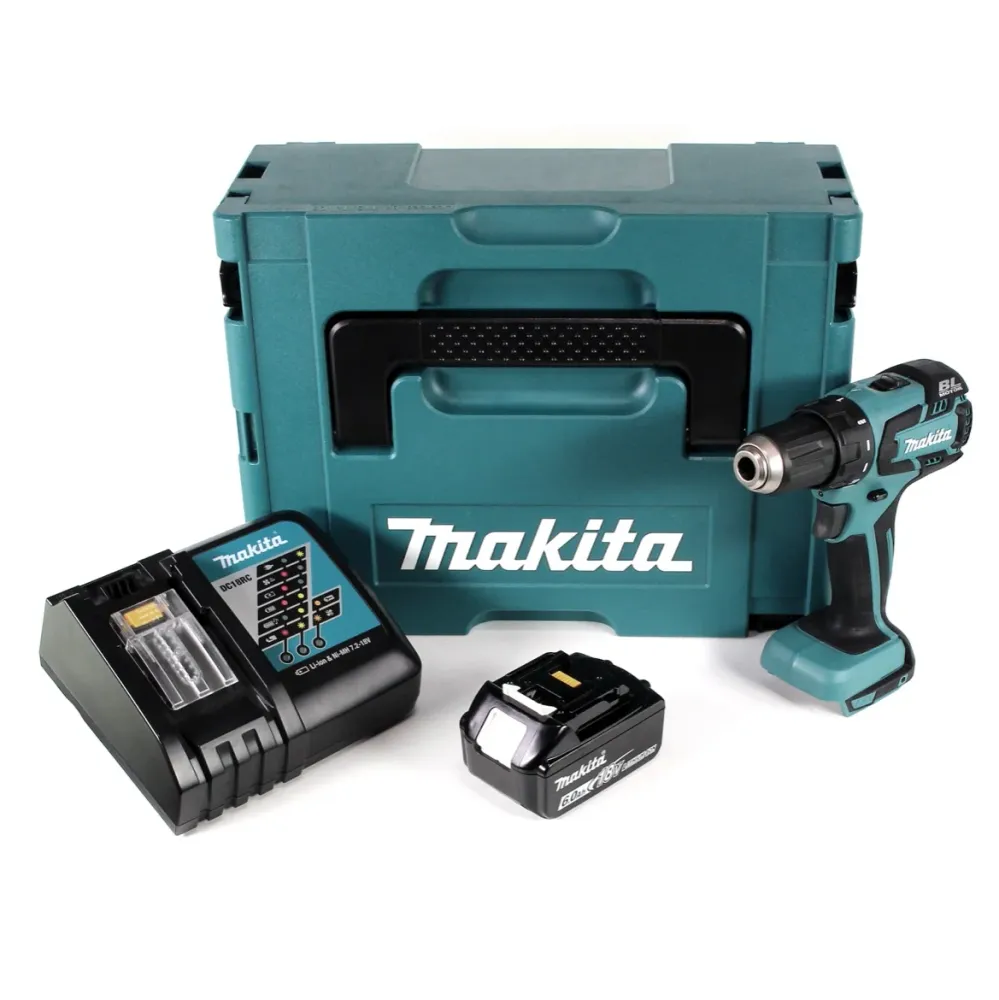 Akumulatorowa wiertarko-wkrętarka Makita DDF 459 RG1J 18V 45Nm w walizce Makpac + 1x akumulator 6,0 Ah + ładowarka