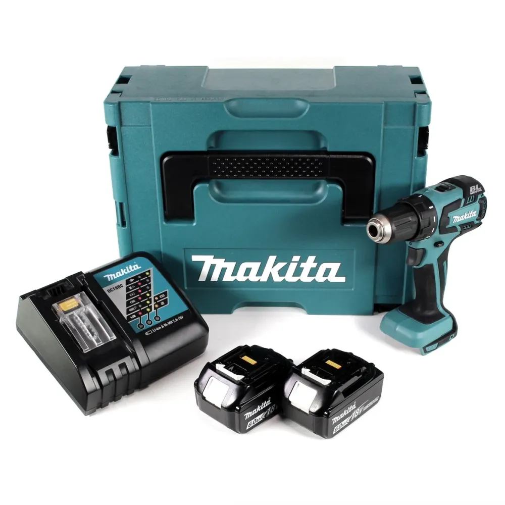 Akumulatorowa wiertarko-wkrętarka Makita DDF 459 RGJ 18V 45Nm w walizce Makpac + 2x akumulator 6,0 Ah + ładowarka