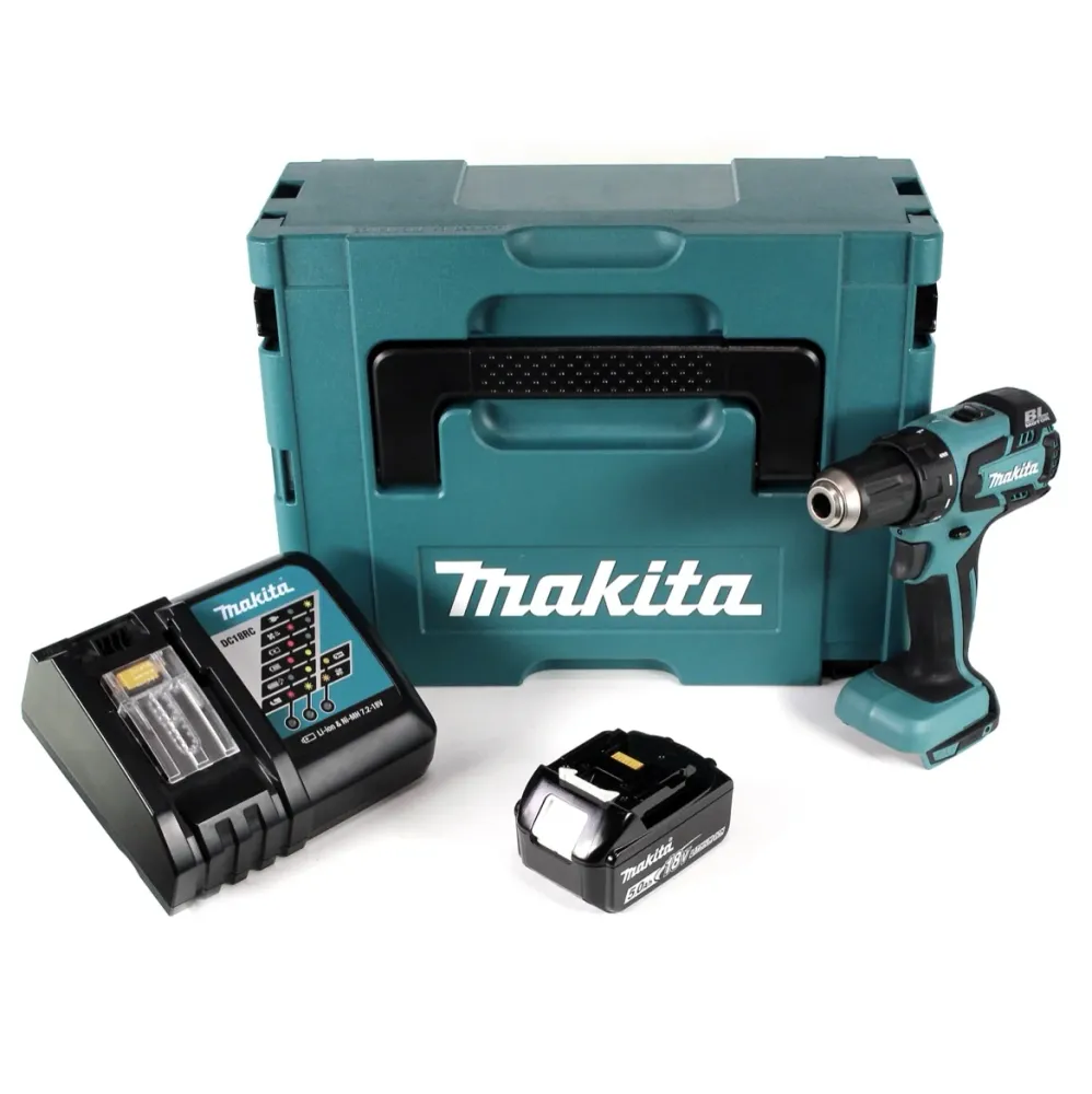 Akumulatorowa wiertarko-wkrętarka Makita DDF 459 RT1J 18V 45Nm w walizce Makpac + 1x akumulator 5,0 Ah + ładowarka