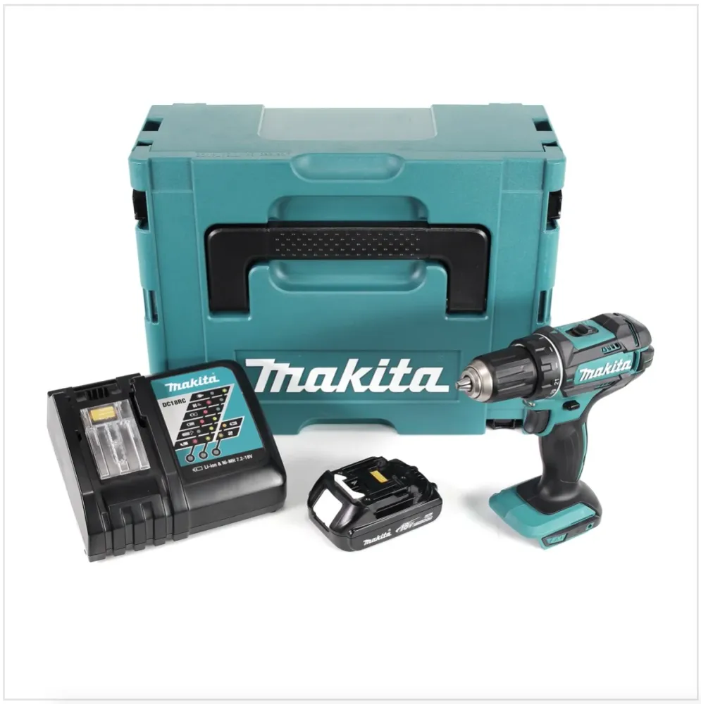 Akumulatorowa wiertarko-wkrętarka Makita DDF 482 Y1J-D 18V 62Nm w zestawie Makpac + 1x akumulator 1,5 Ah + ładowarka