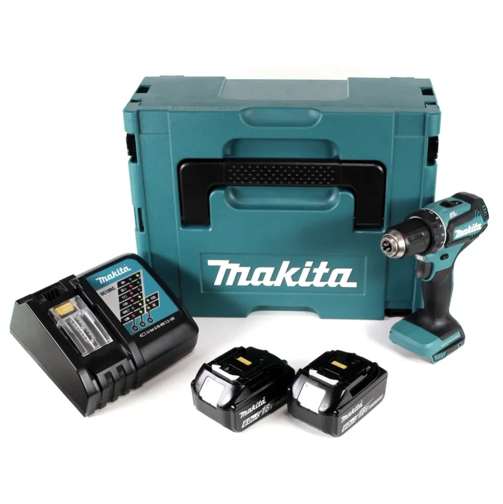 Akumulatorowa wiertarko-wkrętarka Makita DDF 485 RGJ 18V 50Nm w zestawie Makpac + 2x akumulator 6,0 Ah + ładowarka