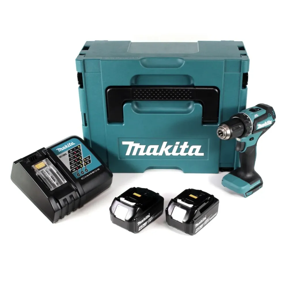Akumulatorowa wiertarko-wkrętarka Makita DDF 485 RMJ 18V 50Nm w zestawie Makpac + 2x akumulator 4,0 Ah + ładowarka