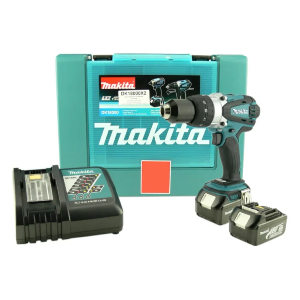 Akumulatorowa wiertarko-wkrętarka udarowa Makita BHP 458 RFE 18 V 91 Nm + 2x akumulator 3,0 Ah + ładowarka + walizka