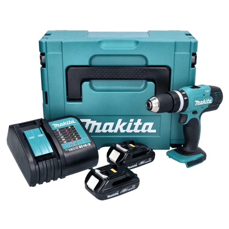 Akumulatorowa wiertarko-wkrętarka udarowa Makita DHP 453 SYJ 18 V 42 Nm + 2x akumulator 1,3 Ah + ładowarka + Makpac