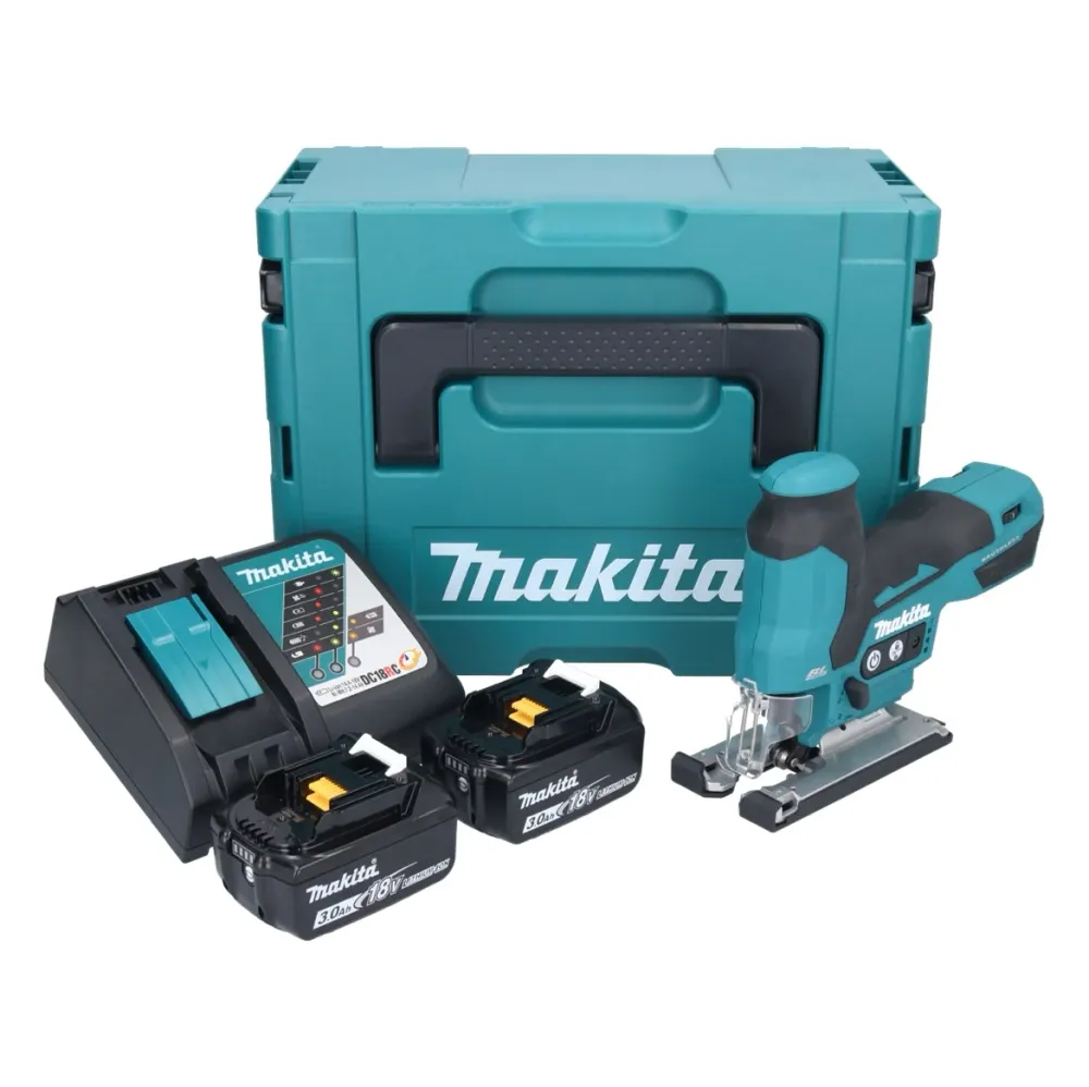 Akumulatorowa wyrzynarka szablasta Makita DJV 185 RFJ 18 V bezszczotkowa + 2x akumulator 3,0 Ah + ładowarka + Makpac