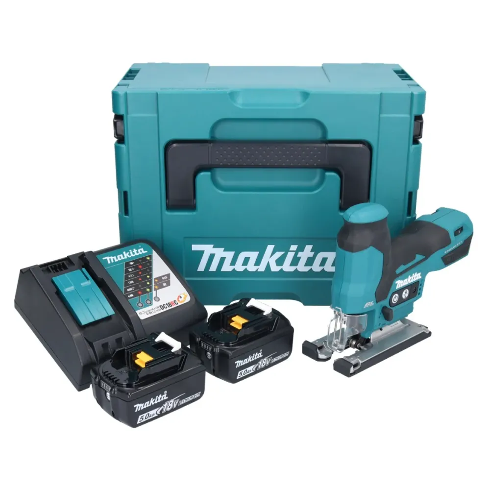 Akumulatorowa wyrzynarka szablasta Makita DJV 185 RTJ 18 V bezszczotkowa + 2x akumulator 5,0 Ah + ładowarka + Makpac